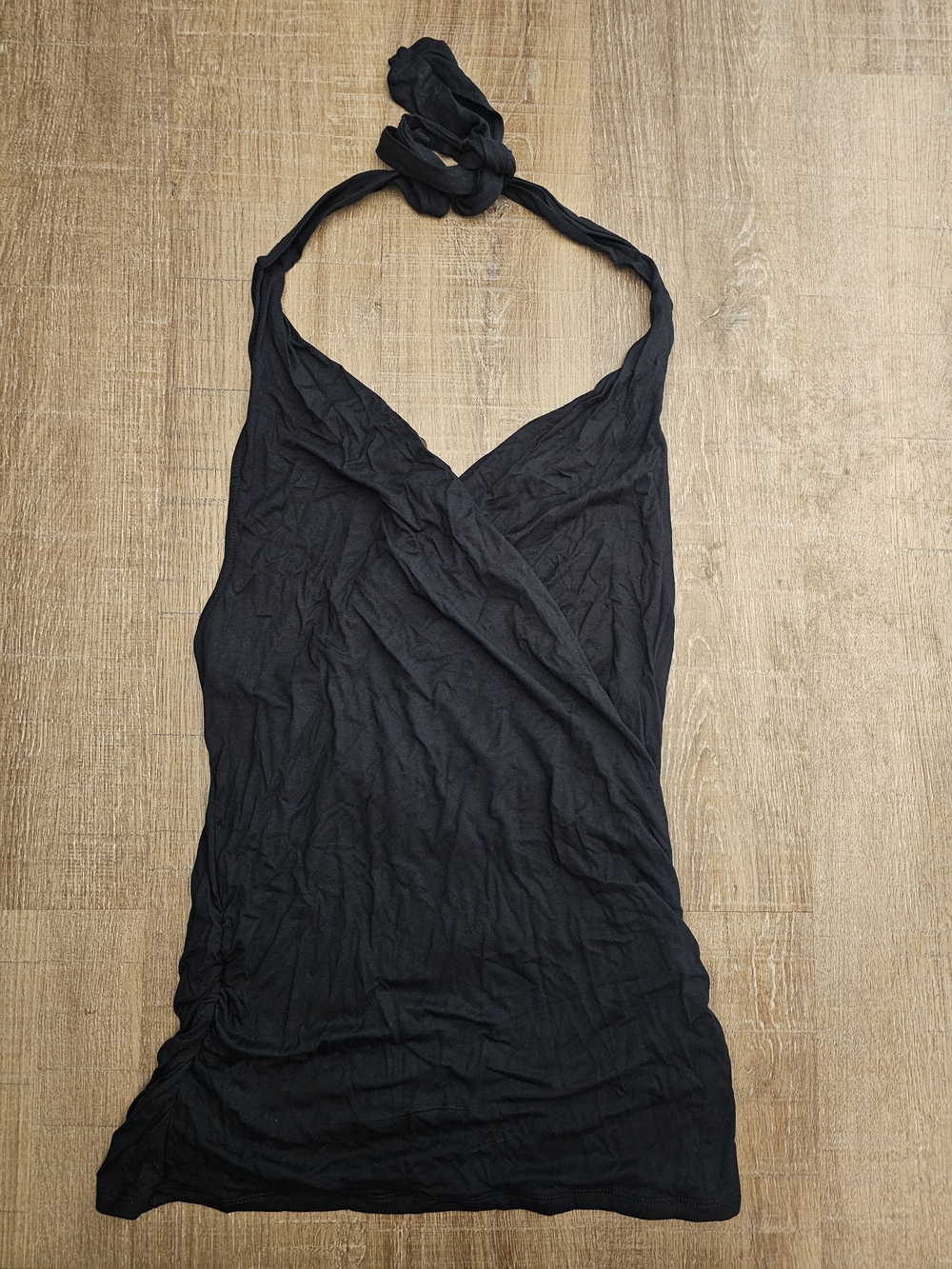 VenusBlack Halter Wrap-Front Tank